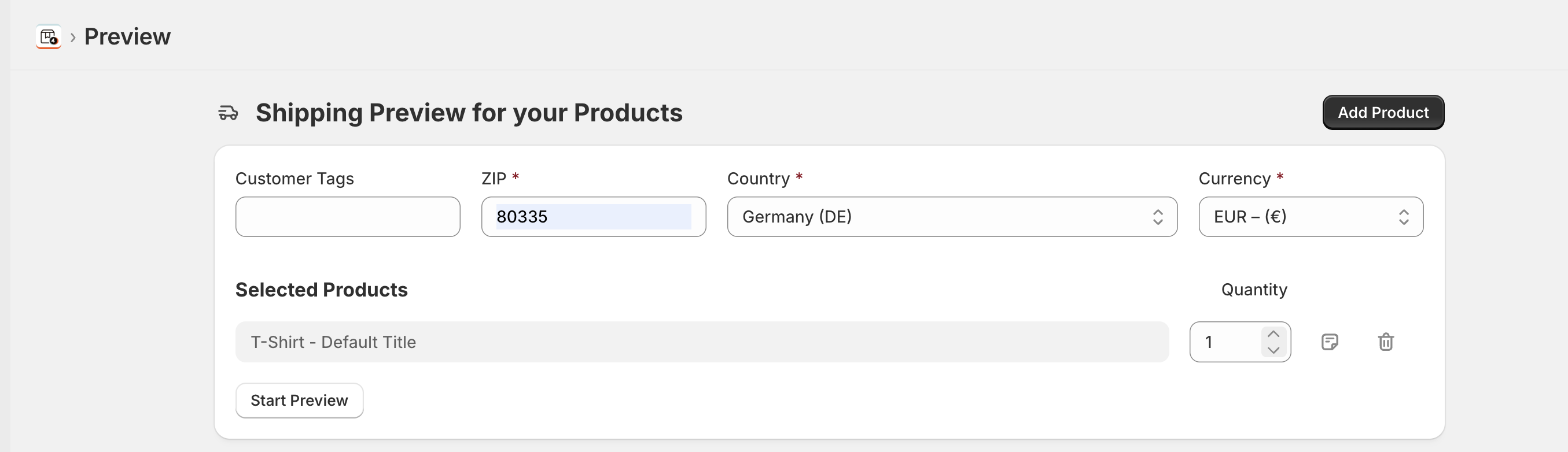 Vorschau Testdaten