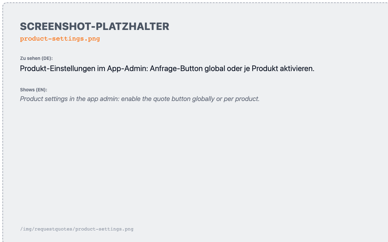 Product settings in the app admin